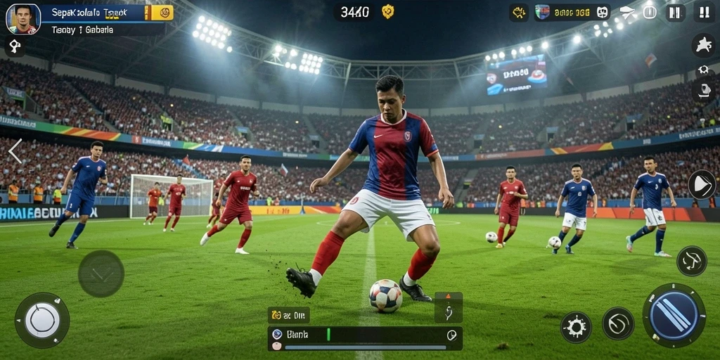 Tampilan gameplay menarik dari game sepak bola 3446.