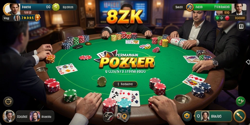 Tampilan gameplay poker yang seru di 8ZK.