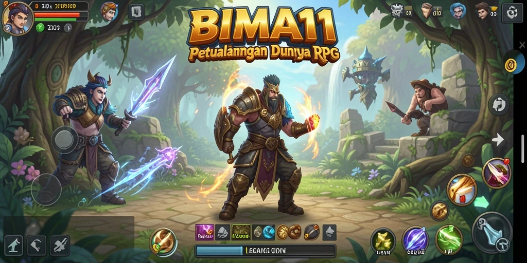 Screenshot BIMA11 menampilkan pertarungan seru antara karakter dalam dunia RPG.