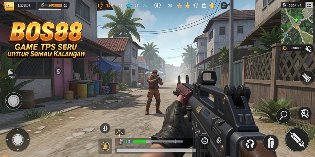 Screenshot gameplay BOS88 menampilkan aksi tembak-menembak yang mendebarkan.