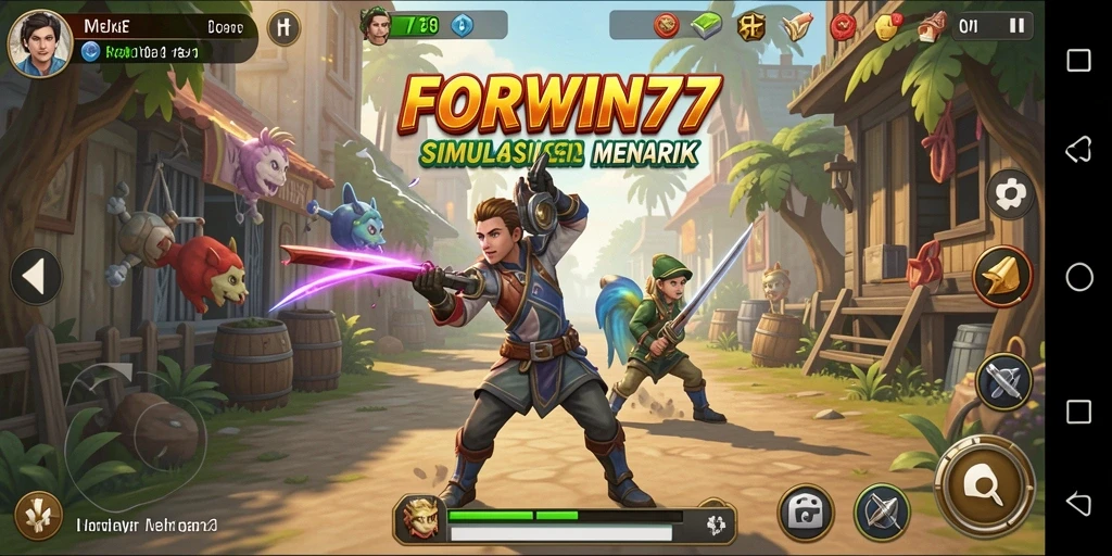 Tangkapan layar dari gameplay FORWIN77 yang menampilkan simulasi mendalam.