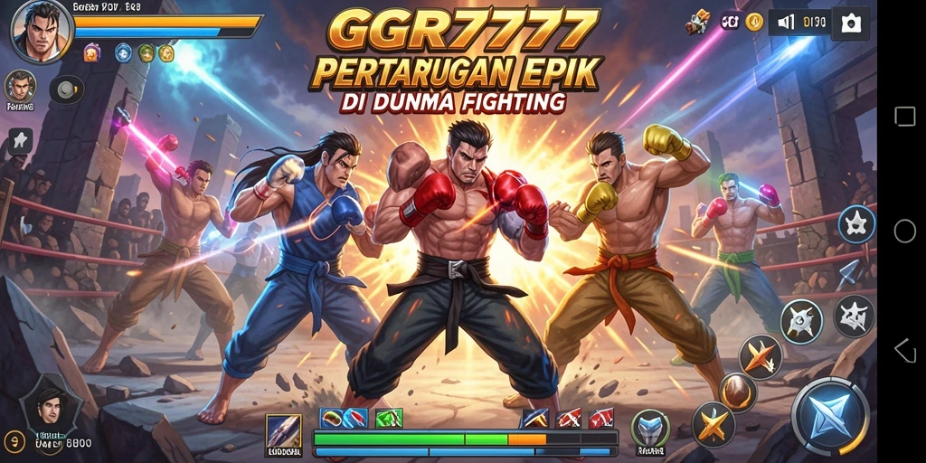 Tangkapan layar GGR7777 menampilkan pertarungan seru dengan efek visual yang menakjubkan.