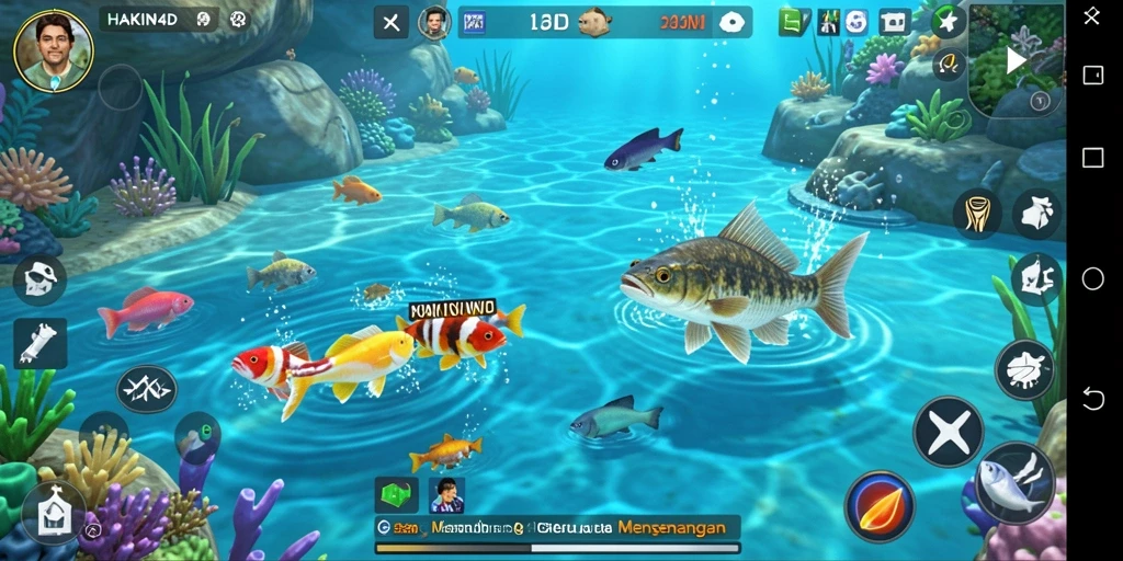 Tampilan gameplay HAKIN4D yang menarik dengan ikan-ikan beragam.