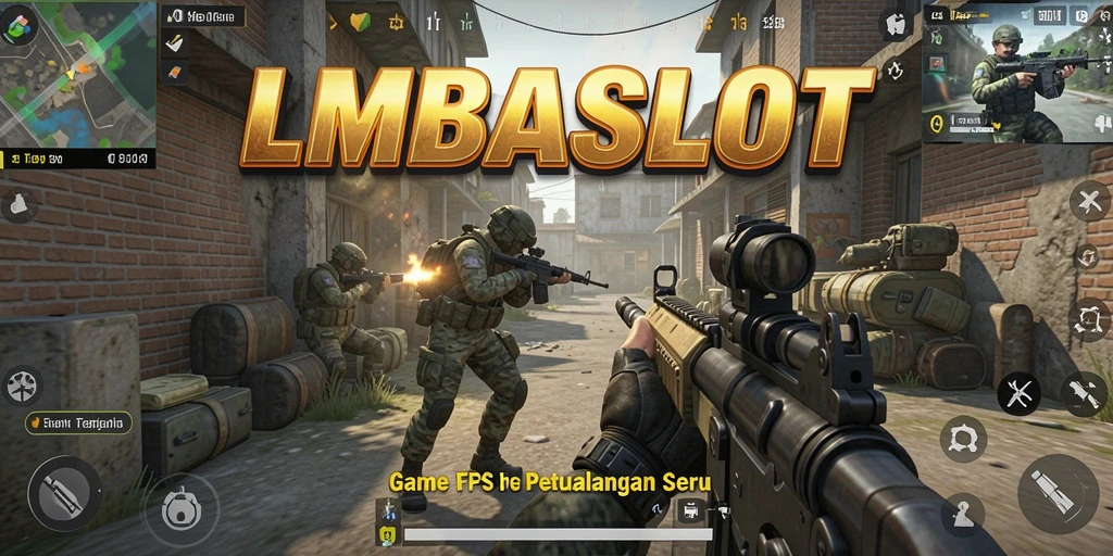 Screenshot gameplay LMBASLOT menampilkan aksi tembak-menembak yang mendebarkan.