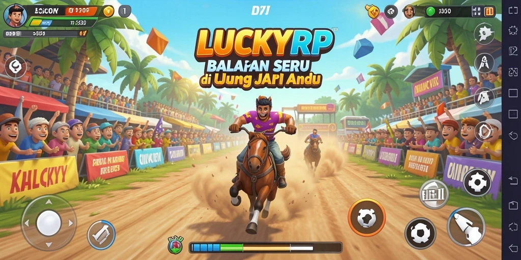 Gameplay menegangkan dari LUCKYRP dengan mobil balap dan lintasan yang mendebarkan.