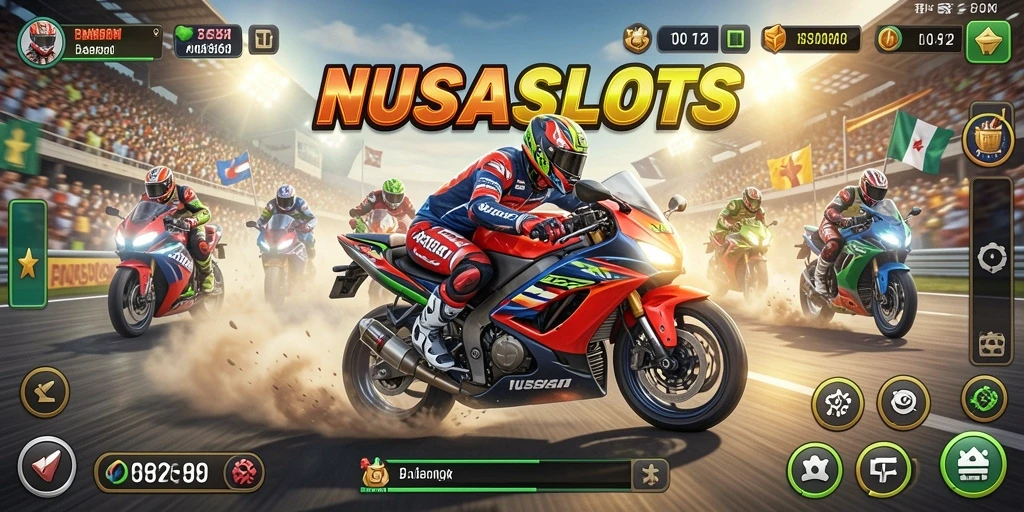 Tampilkan gameplay balapan motor yang mendebarkan di NUSASLOTS.