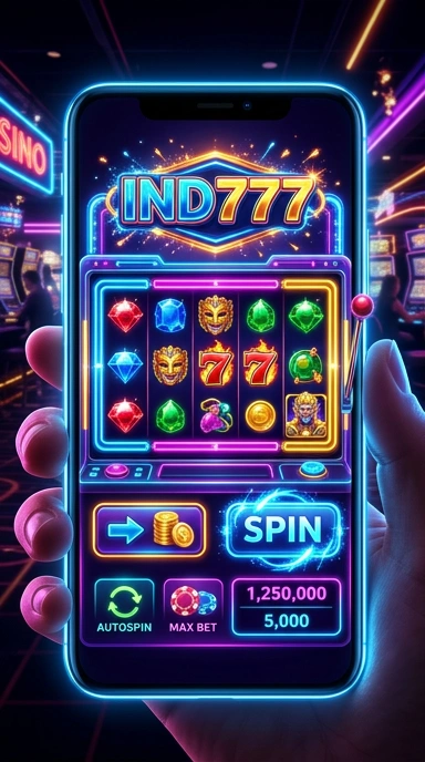 Screenshot aplikasi ind777 menunjukkan fitur unggulan yang memudahkan pengunduhan.